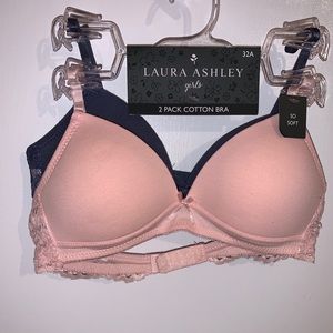 LAURA ASHLEY girls 2 PACK COTTON BRA